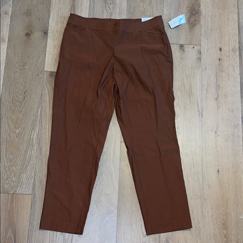 New CJ Banks women’s  Rust Chinos pull on straight leg mid rise slimming 18w